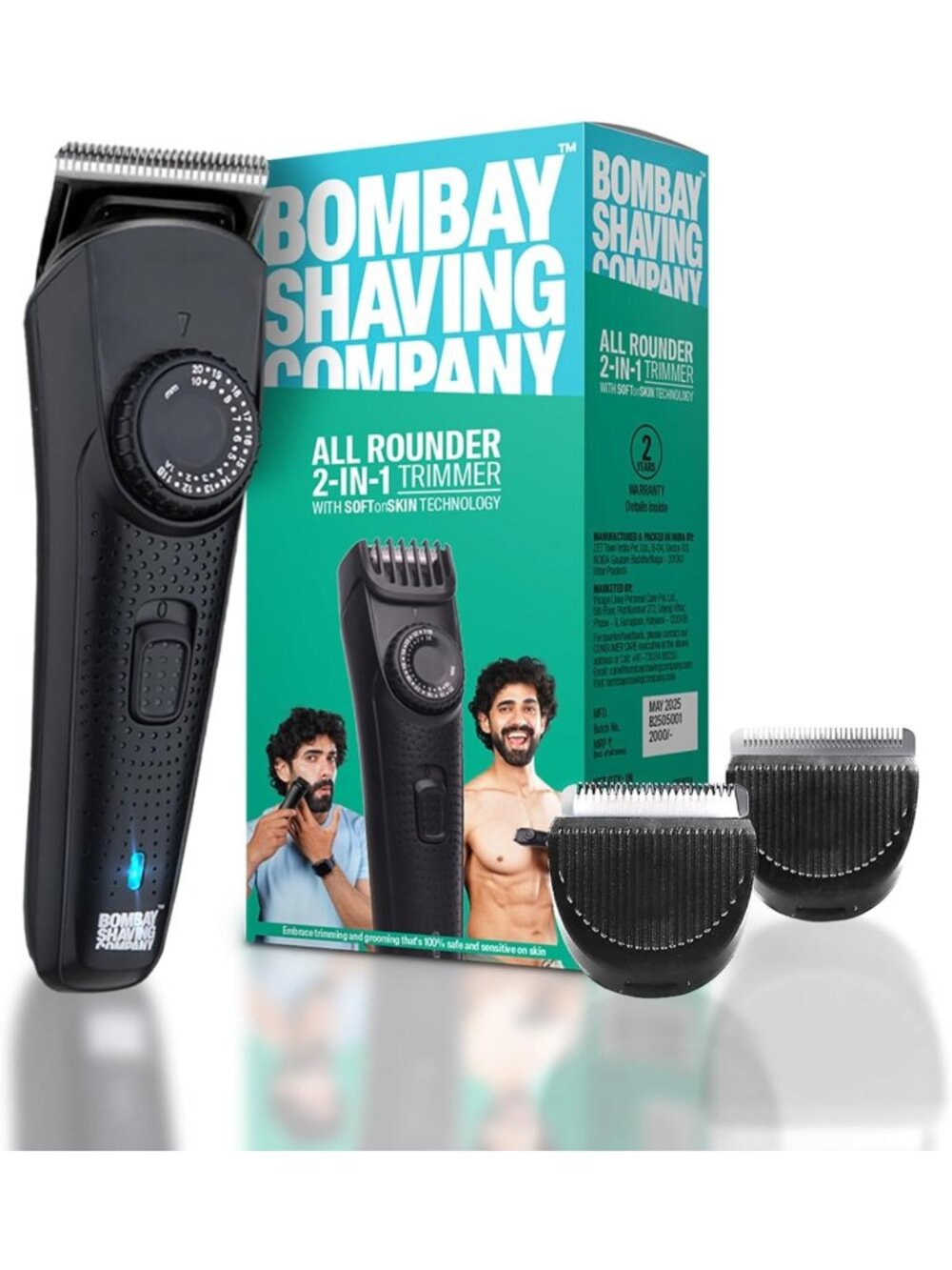 2-in-1 Trimmer for Men | Beard & Body Groomer | Dual Heads | Ceramic Blades | 38